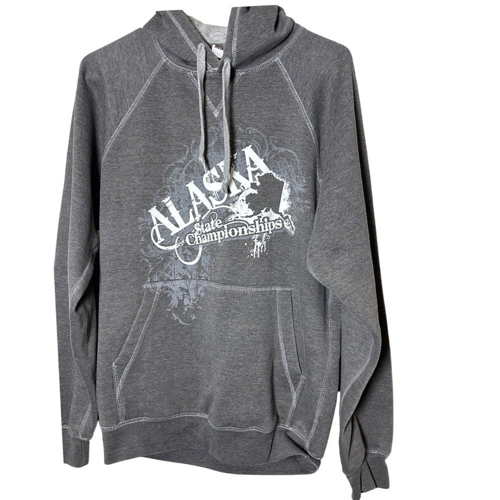 Beimar Alaska State Championships Hoodie Gray Raglan Sweatshirt‎ Small